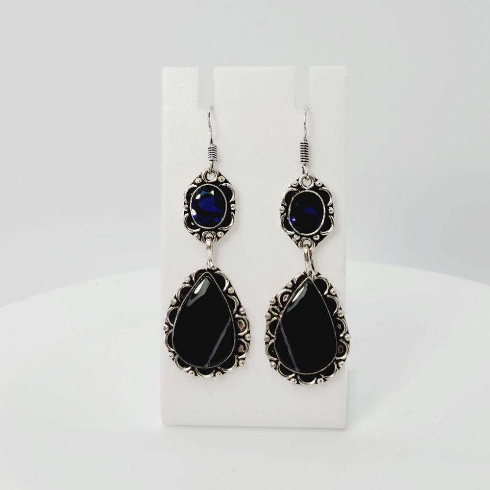 London Blue Botswana Agate Tanzanite Handmade Drop Dangle Earrings Jewelry 2.48"